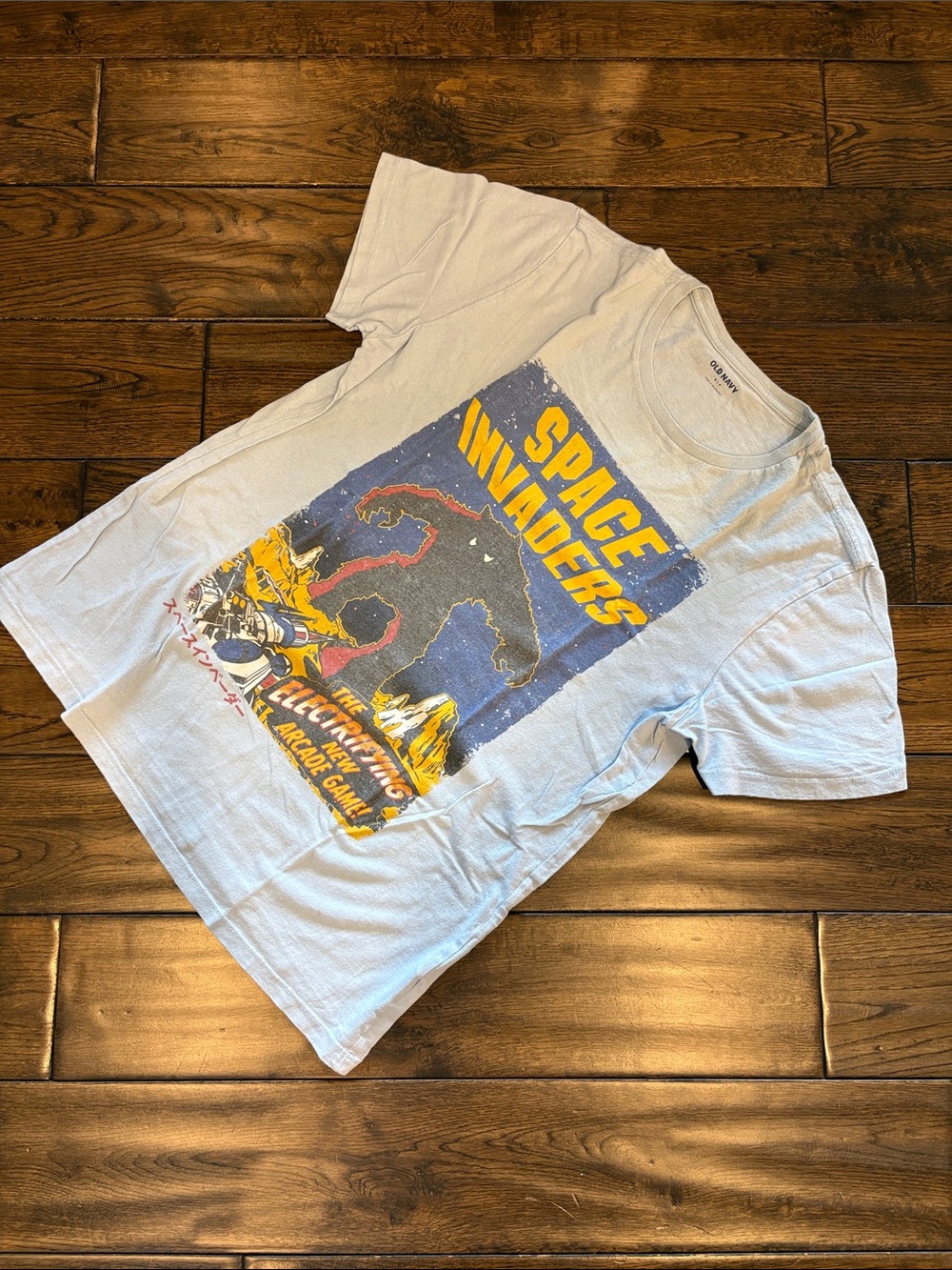 Space Invaders Graphic Tee for Men - Light Blue